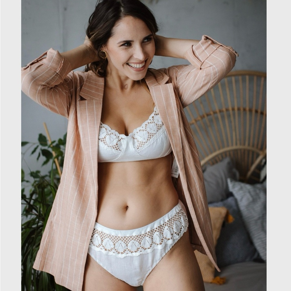 LaceyLinen bra set- White Linen 80E